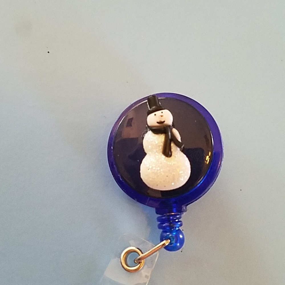 Snow Man Retractable Name Badge Holder